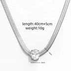Joolim Jewelry 18K Gold Plated Waterproof Fashion Oval Zirconia Pendant Snake Bone Chain Necklace Stainless Steel Jewelry