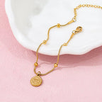18K Gold Plated Figure Coin Charm Pendant Snake Chain Bracelet Stainless Steel Stylish Fashion Jewelry Wholesale
