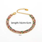 Joolim Luxury Tennis Charm Bracelet Waterproof & Tarnish-Free Colorful Zirconia Stainless Steel Fashionable Jewelry