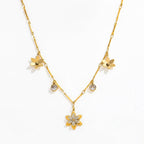 Joolim Jewelry 18K Gold Plated No Fade Luxury Fashion Three-Dimensional Flower Zirconia Pendant Necklace Stainless Steel Jewelry