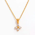 Joolim Jewelry 18K Gold Plated Waterproof Fashion Simple Sweety Flower Zirconia Pendant Necklace Stainless Steel Jewelry