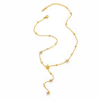 Joolim Jewelry 18K Gold Plated Waterproof Fashion Sweety Flower Pear Pendant Y-Shaped Necklace Stainless Steel Jewelry