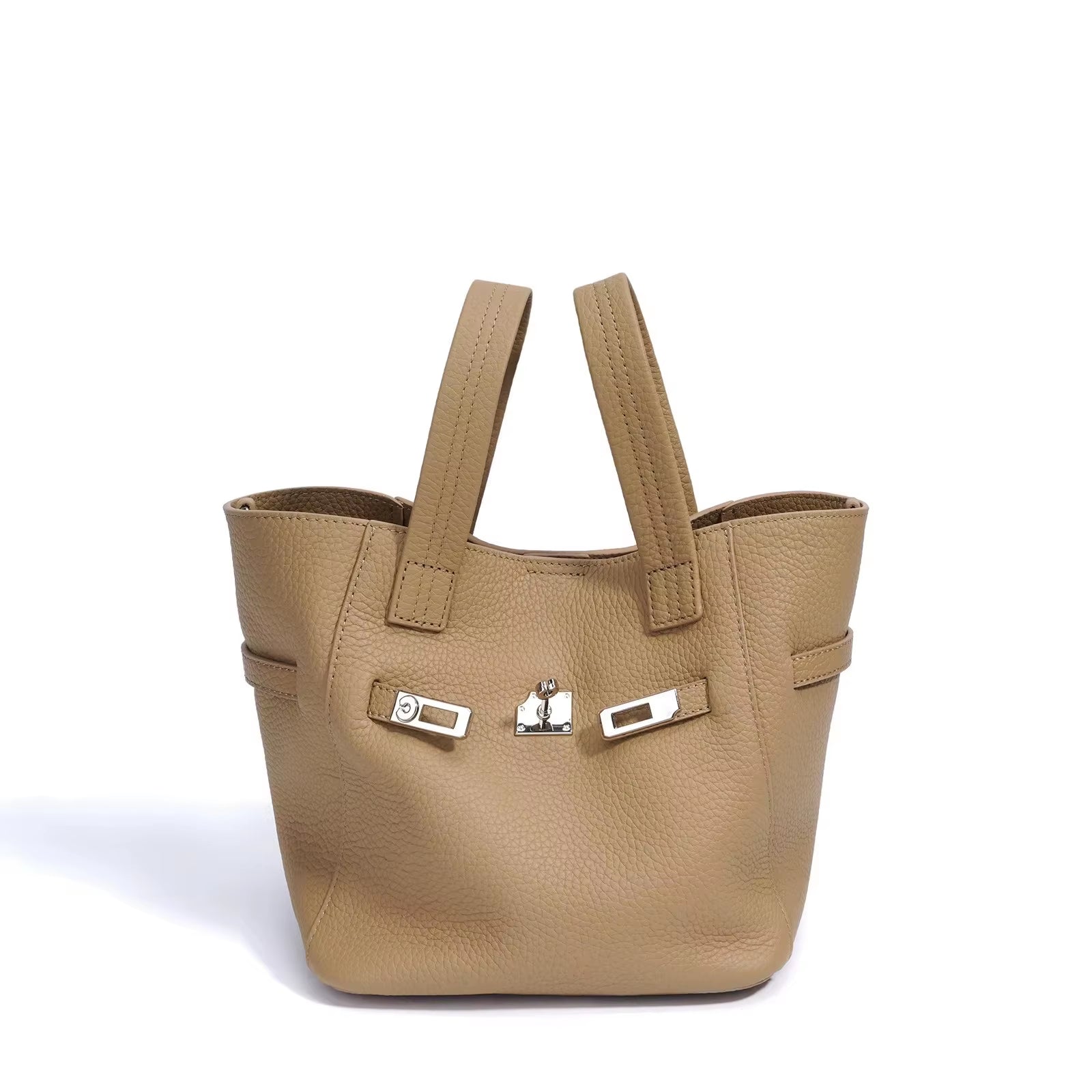 2026 New Summer Top-Layer Leather Tote Bag, Women Large Capacity Vintage Handbag with Metal Clasp