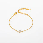 18K PVD Gold Plated Waterproof Stainless Steel Tear Drop Rectangle Zirconia Bracelet for Women Wholesale Jewelry