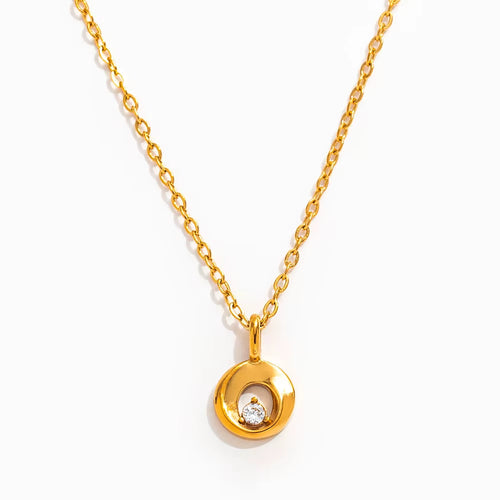 Joolim Jewelry 18K Gold Plated Waterproof Fashion Mobius Donut Zirconia Sparkling Pendant Necklace Stainless Steel Jewelry