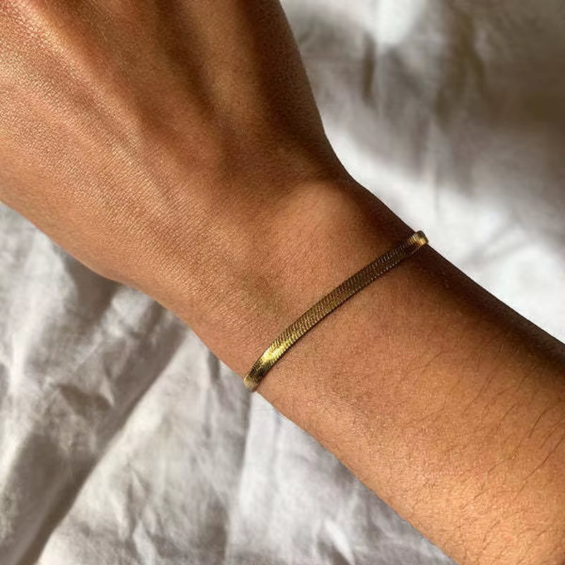 Joolim Stylish Stainless Steel Gold Plated Herringbone Bracelet Stainless Steel Chain Bracelet Wholesale
