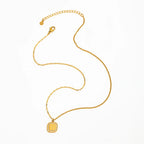 Joolim Jewelry 18K Gold Plated Waterproof Fashion Hand-Painted Rose Zirconia Square Pendant Necklace Stainless Steel Jewelry