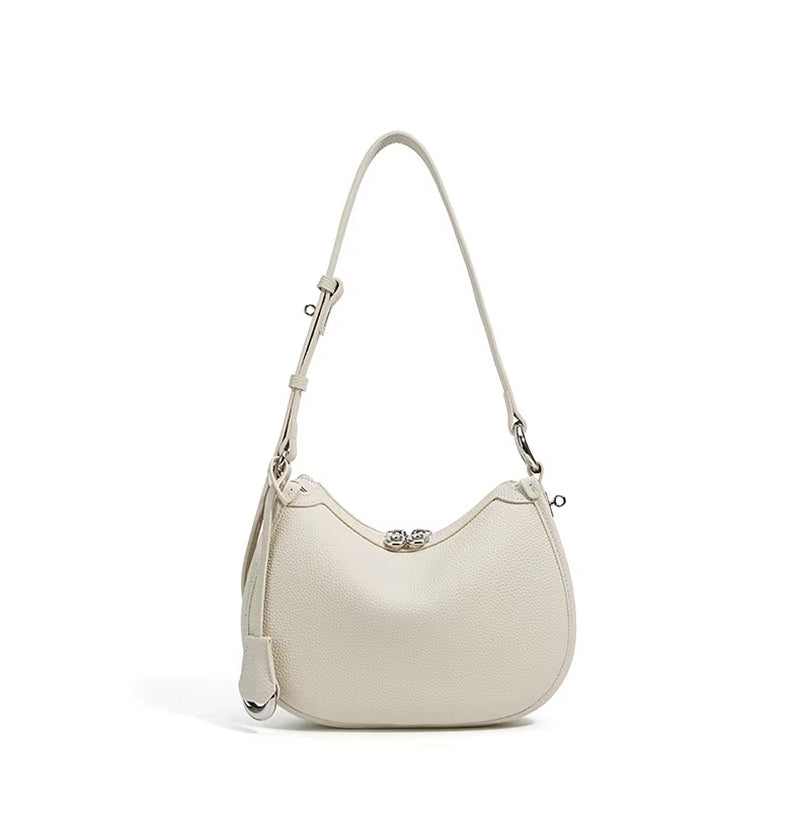 2026 New Summer Genuine Leather Underarm Bag, Minimalist Zip Closure Women Shoulder Crossbody Handbag