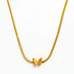 Joolim Jewelry 18K Gold Plated Waterproof Fashion Elegant Butterfly Pendant Snake Chain Necklace Stainless Steel Jewelry