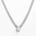 Joolim Jewelry 18K Gold Plated Waterproof Fashion Teardrop Pear Zirconia Pendant Snake Chain Necklace Stainless Steel Jewelry