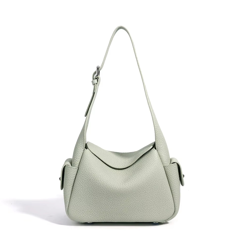 Custom Luxury Top Grain Genuine Leather Half Moon Hobo Bag for Women 2026 Trendy Crescent Shoulder Crossbody Handbag with Charm