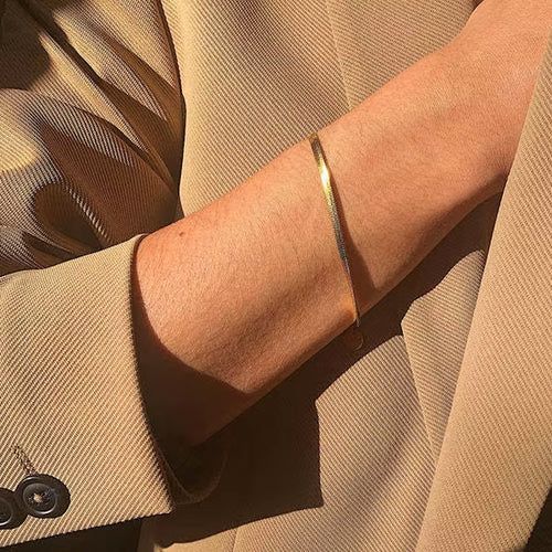 Joolim Stylish Stainless Steel Gold Plated Herringbone Bracelet Stainless Steel Chain Bracelet Wholesale