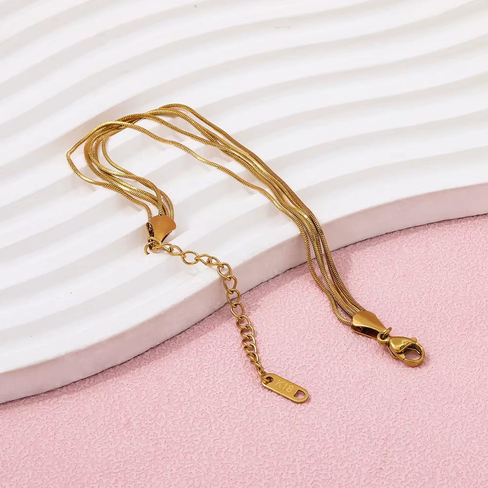 High End 18K Gold Plated Stainless Five Layers Snake Chain Bracelet for Women Wholesale Fashion Jewelry