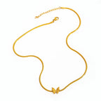 Joolim Jewelry 18K Gold Plated Waterproof Fashion Elegant Butterfly Pendant Snake Chain Necklace Stainless Steel Jewelry