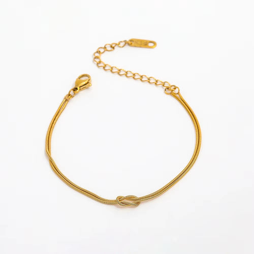 High End Gold Plated Stainless Steel Double-Layer Snake Chain Knot Bracelet for Women Wholesale Jewelry