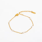 PVD 18K Gold Plated Fresh Water Natural Pearl Bracelet Stainless Steel Bracelet Wholesale