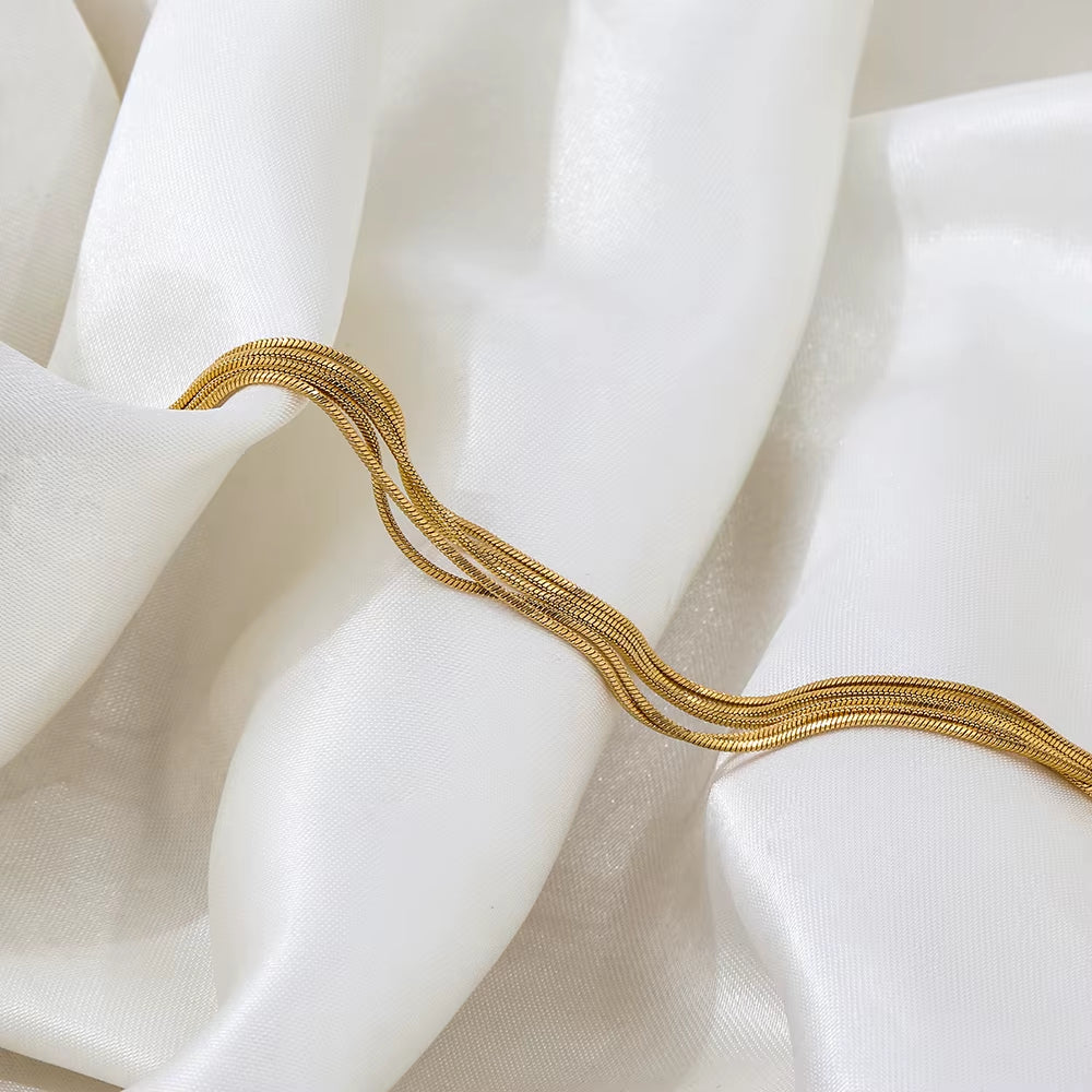 High End 18K Gold Plated Stainless Five Layers Snake Chain Bracelet for Women Wholesale Fashion Jewelry