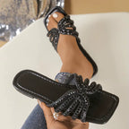 European Fashion 2026 Summer Women'S Snakeskin Flat Sandals Outdoor Anti-Slippery Printed Slippers New Design