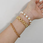 Joolim High End 18K Link Chain Bracelet Adjustable Stainless Steel Bracelet Tarnish Free Jewelry Women