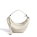 Custom Luxury Top Grain Genuine Leather Half Moon Hobo Bag for Women 2026 Trendy Crescent Shoulder Crossbody Handbag with Charm