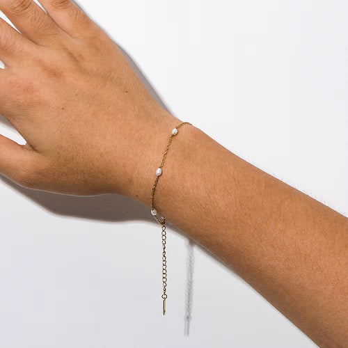 PVD 18K Gold Plated Fresh Water Natural Pearl Bracelet Stainless Steel Bracelet Wholesale