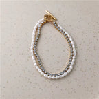 18K Gold Plated Luxury Real Fresh Pearl Zircon Bracelet Stainless Steel Jewelry Tarnish Free Jewelry