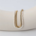 18K Gold Plated Luxury Real Fresh Pearl Zircon Bracelet Stainless Steel Jewelry Tarnish Free Jewelry