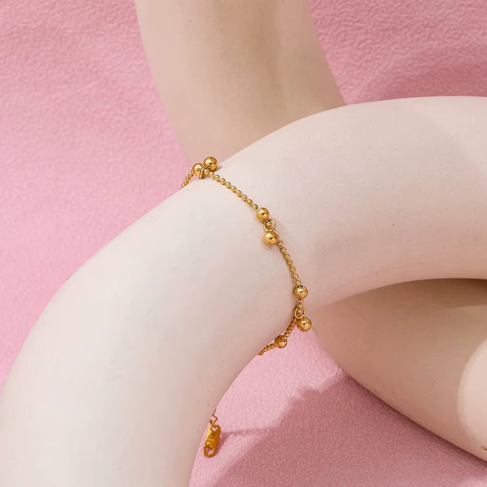 High End Gold Plated Stainless Steel Bead Satellite Pendant Bead Chain Bracelet for Women Wholesale Jewelry