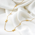 Joolim Jewelry 18K Gold Plated Waterproof Trendy Fashion Sweety Bow round Zirconia Pave Pendant Necklace Stainless Steel Jewelry