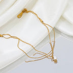High End Gold Plated Stainless Steel CZ Double-Layer Bracelet for Women Wholesale Jewelry