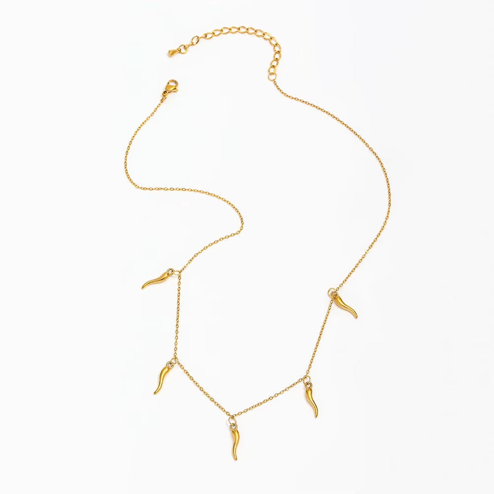 Joolim Jewelry 18K Gold Plated Waterproof&Tarnish Free Fashion Simple Vivid Pepper Pave Pendant Necklace Stainless Steel