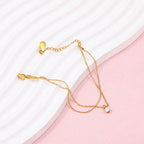 High End Gold Plated Stainless Steel CZ Double-Layer Bracelet for Women Wholesale Jewelry
