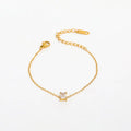 18K PVD Gold Plated Waterproof Stainless Steel Tear Drop Rectangle Zirconia Bracelet for Women Wholesale Jewelry