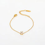 18K PVD Gold Plated Waterproof Stainless Steel Tear Drop Rectangle Zirconia Bracelet for Women Wholesale Jewelry
